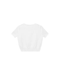 【Lyra & Toby】Embroidery Graphic Ribbed Buttoned Knit Cardigan Top