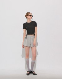 Side Lace Up Short Sleeve Fitted Mini Tee