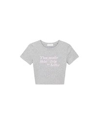 【Lyra & Toby】Embroidery Graphic Slogan Cropped Tee