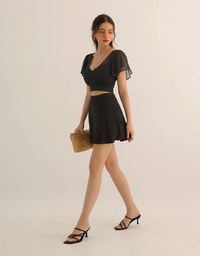 Chic High Waisted Flare Hem A Line Mini Skirt