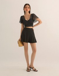Chic High Waisted Flare Hem A Line Mini Skirt