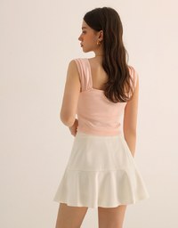 Chic High Waisted Flare Hem A Line Mini Skirt