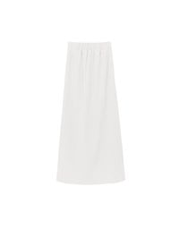 Side Ruched High Waist Maxi Skirt with Front Slit