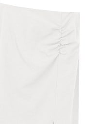 Side Ruched High Waist Maxi Skirt with Front Slit