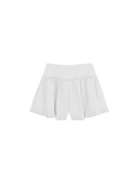 High Waist Tiered Crinkle Shorts with Ruffled Lace Hem Detail