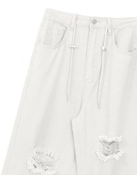 【Lyra & Toby】Distressed Drawstring Wide Leg Casual Pants