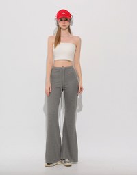 High Waist Drawstring Waist Stretch Knit Flared Sweatpants