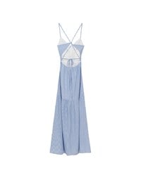 【GUT GUT Design】 Deep V Backless Strappy Striped Padded Maxi Dress