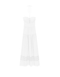 2 Way Halter Cut Out Padded Maxi Dress with Hollow Embroidery Hem