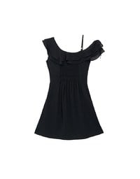 Asymmetric Ruffled Chiffon Cold Shoulder Padded Mini Dress