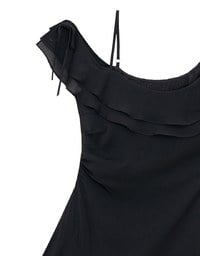 Asymmetric Ruffled Chiffon Cold Shoulder Padded Mini Dress