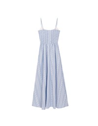 Dainty Floral Embroidery Tie Front Padded Flowy Maxi Dress