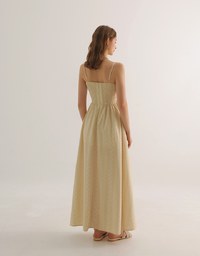 Dainty Floral Embroidery Tie Front Padded Flowy Maxi Dress