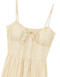 Dainty Floral Embroidery Tie Front Padded Flowy Maxi Dress