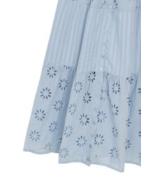 Floral Eyelet Lace Button Front Tiered Cami Padded Maxi Dress