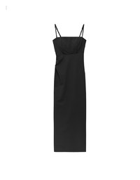 AIRY HOURGLASS Fitted Square Neck Padded Maxi Dress with Back Slit and Adjustable Straps
