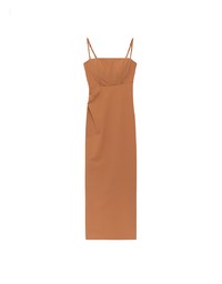 AIRY HOURGLASS Fitted Square Neck Padded Maxi Dress with Back Slit and Adjustable Straps