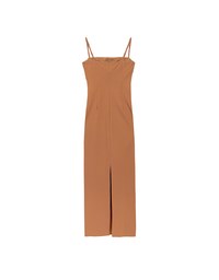 AIRY HOURGLASS Fitted Square Neck Padded Maxi Dress with Back Slit and Adjustable Straps