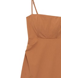 AIRY HOURGLASS Fitted Square Neck Padded Maxi Dress with Back Slit and Adjustable Straps