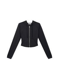 Cooling Fabric Fitted Zip-Up Hooded Jacket with Pockets Detail