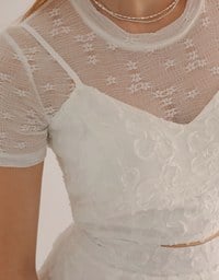 Floral Textured Spaghetti Strap Cami Padded Top with Matching High Waist Shorts Set Wear