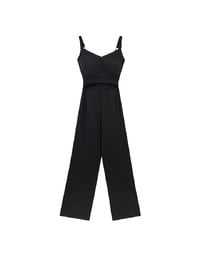 Contrast Spaghetti Strap Waist Cut Out Wide Leg Padded Jumpsuit