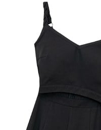 Contrast Spaghetti Strap Waist Cut Out Wide Leg Padded Jumpsuit