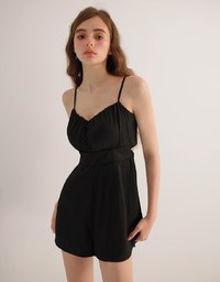V Neck Open Back Tie Strap Padded Jumpsuit