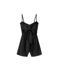 V Neck Open Back Tie Strap Padded Jumpsuit