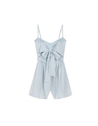 V Neck Open Back Tie Strap Padded Jumpsuit