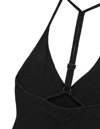 Sexy V Neck Ribbed Halter Padded Bodysuit
