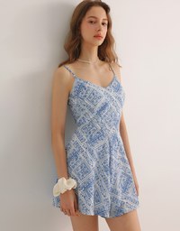 Ocean Inspired Paisley Print Spaghetti Strap Cami Padded Jumpsuit