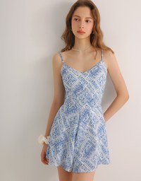 Ocean Inspired Paisley Print Spaghetti Strap Cami Padded Jumpsuit