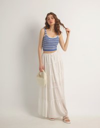 Retro Striped Knit Padded Tank Top with Contrast Trim