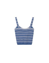 Retro Striped Knit Padded Tank Top with Contrast Trim