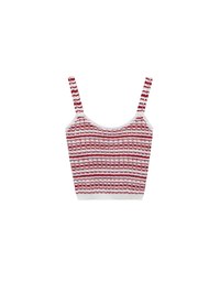 Retro Striped Knit Padded Tank Top with Contrast Trim
