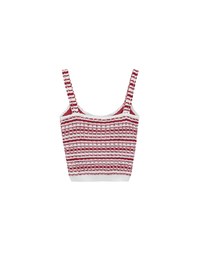 Retro Striped Knit Padded Tank Top with Contrast Trim