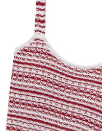Retro Striped Knit Padded Tank Top with Contrast Trim