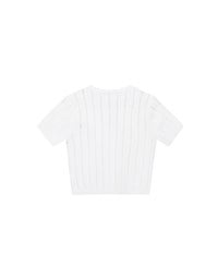 Cable Knit Cropped Cardigan Top with AIR SPACE Logo Embroidered