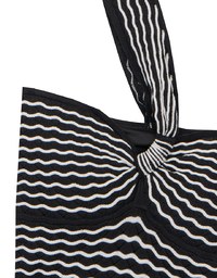 One Shoulder Asymmetrical Wavy Knit Padded Crop Top with Twist Front Detail