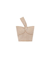 One Shoulder Asymmetrical Wavy Knit Padded Crop Top with Twist Front Detail