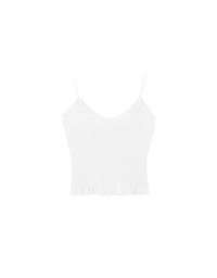 Ruffle Hem Knit Crop Cami Padded Top with Floral Buttons