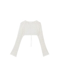 Open Knit Crop Cardigan with Heart Cut Outs Design