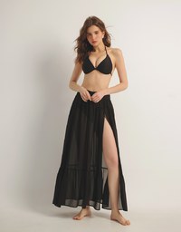Flowy Sheer Bikini Cover Up Skirt with Stretch Waistband