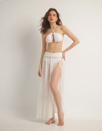 Flowy Sheer Bikini Cover Up Skirt with Stretch Waistband