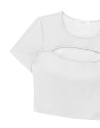 Front Cut Out Detail Fitted Knit Padded Top