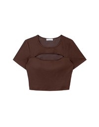 Front Cut Out Detail Fitted Knit Padded Top