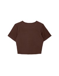 Front Cut Out Detail Fitted Knit Padded Top