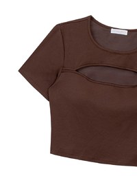 Front Cut Out Detail Fitted Knit Padded Top