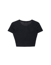 AIR SPACE Logo Embroidered Ribbed Knit Fitted Top